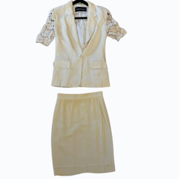 Louis Feraud Vintage 80s 90s 2-Piece Skirt Suit Paris Sz 6 - Picture 2 of 12